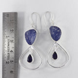 Raw Tanzanite Silver Earrings