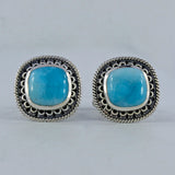 Natural Larimar Gemstone Handmade Cufflinks