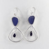 Raw Tanzanite Silver Earrings