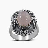 Natural Rose Quartz Silver Rings