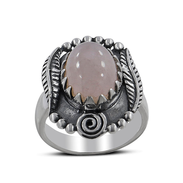 Natural Rose Quartz Silver Rings