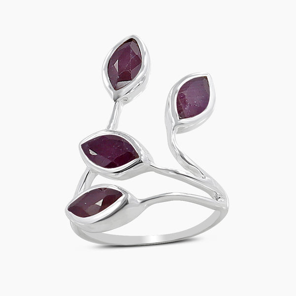 Natural Ruby Silver Rings