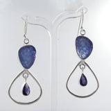 Raw Tanzanite Silver Earrings