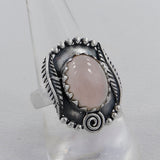 Natural Rose Quartz Silver Ring