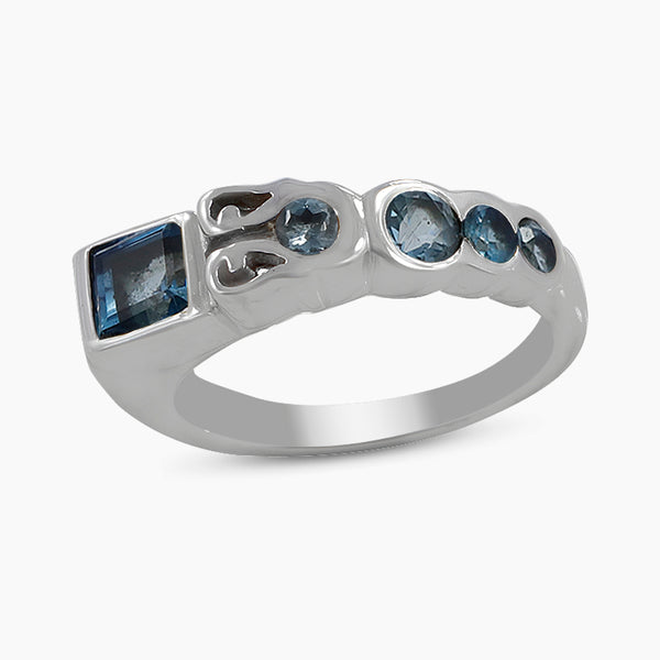 Blue Topaz Silver Rings