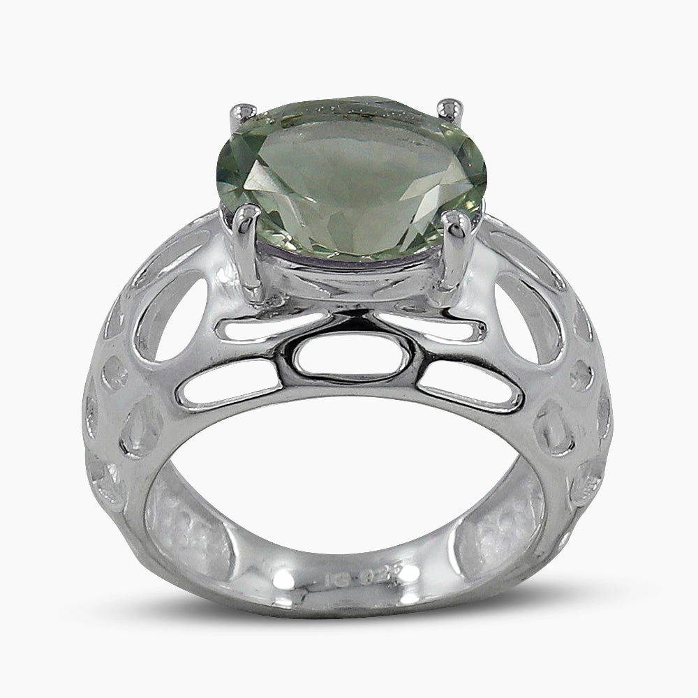 Green Amethyst Silver Rings