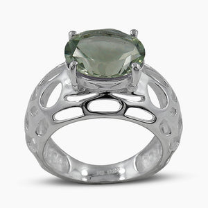 Green Amethyst Silver Rings