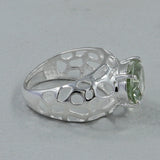 Green Amethyst Silver Ring