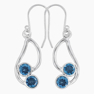 925 Silver Blue Topaz Earring