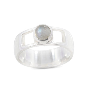 Rainbow Moonstone Silver Ring