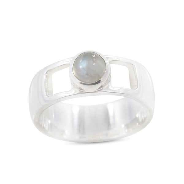 Rainbow Moonstone Silver Ring