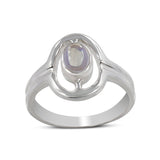 Natural Rainbow Moonstone Silver Ring