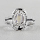 Natural Rainbow Moonstone Silver Ring