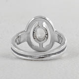 Natural Rainbow Moonstone Silver Ring