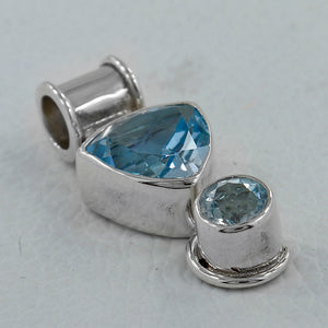 925 Sterling Silver Blue Topaz Pendants