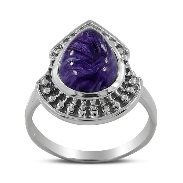 925 Sterling Silver Charoite Ring