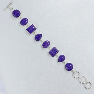 Charoite Gemstone Silver Bracelets