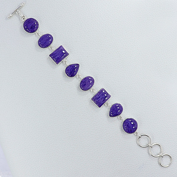 Charoite Gemstone Silver Bracelets