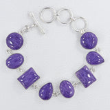 Charoite Gemstone Silver Bracelets