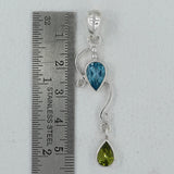 Blue Topaz & Peridot Silver Pendant