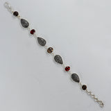 Black Coral, Smoky Quartz, Garnet Sterling Silver Bracelets