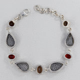 Black Coral, Smoky Quartz, Garnet Sterling Silver Bracelets