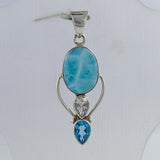 Larimar, Blue Topaz 925 Sterling Silver Pendant