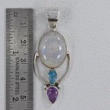 Larimar, Blue Topaz 925 Sterling Silver Pendant