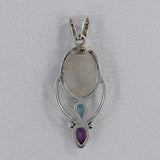 Larimar, Blue Topaz 925 Sterling Silver Pendant