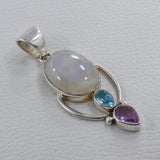 Larimar, Blue Topaz 925 Sterling Silver Pendant