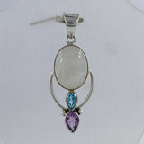 Larimar, Blue Topaz 925 Sterling Silver Pendant