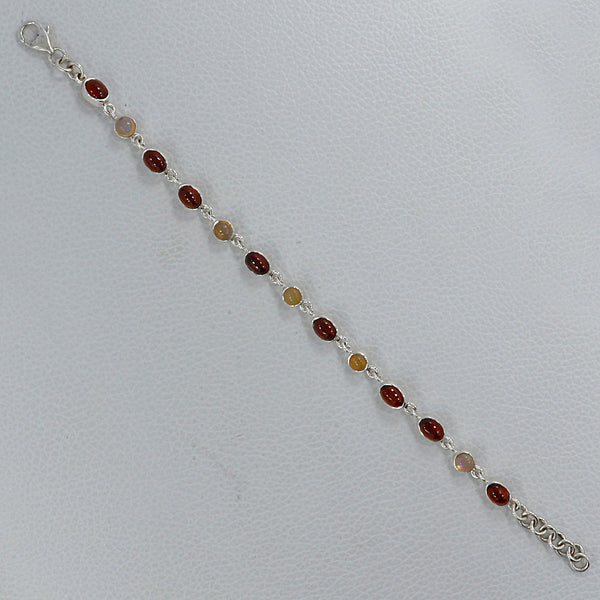 Ethiopian Opal & Hessonite Silver Bracelets