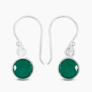 Natural Emerald Silver Earrings