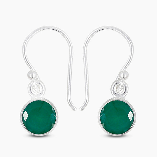 Natural Emerald Silver Earrings