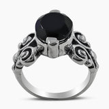Natural Black Onyx Silver Rings