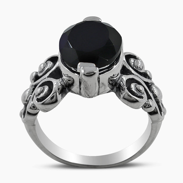 Natural Black Onyx Silver Rings