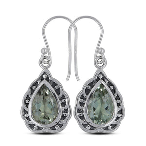 Green Amethyst Silver Earring