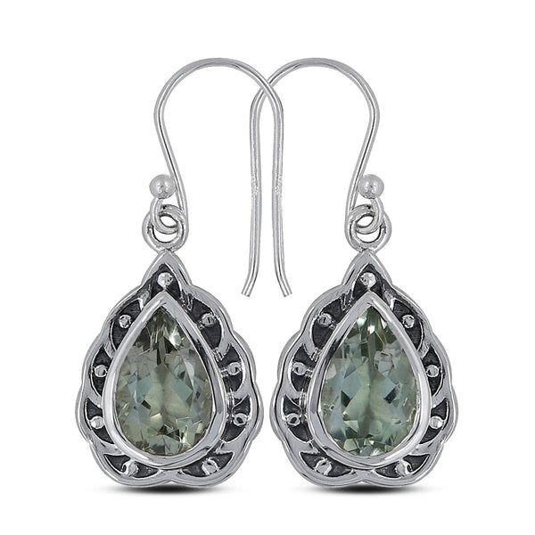 Green Amethyst Silver Earring