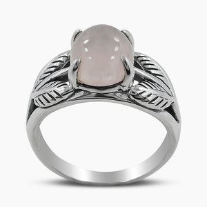 Natural Rose Quartz Silver Rings