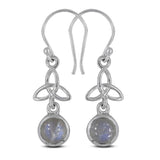 Natural Rainbow Moonstone Silver Earring