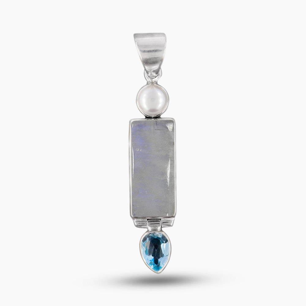 Rainbow Moonstone Silver Pendants