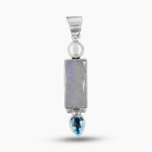 Rainbow Moonstone Silver Pendants
