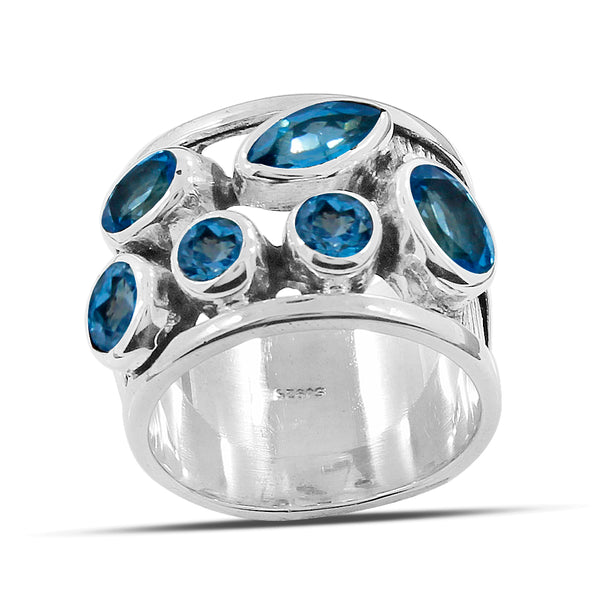 925 Sterling Silver Blue Topaz Rings