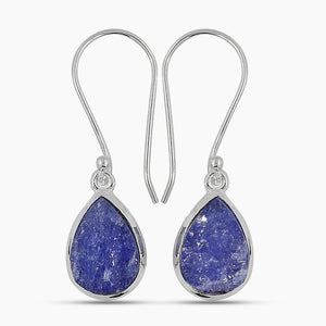 Raw Tanzanite Silver Earrings