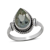 Green Amethyst Silver Ring