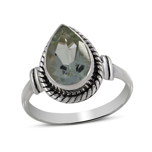 Green Amethyst Silver Ring