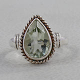 Green Amethyst Silver Ring