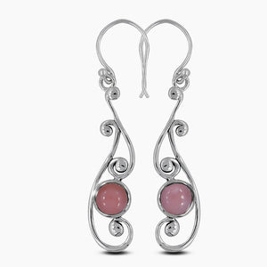 Pink Opal Silver Earrings