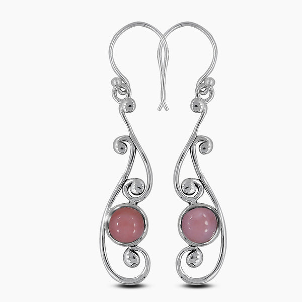 Pink Opal Silver Earrings