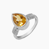 Natural Citrine Gemstone Silver Rings